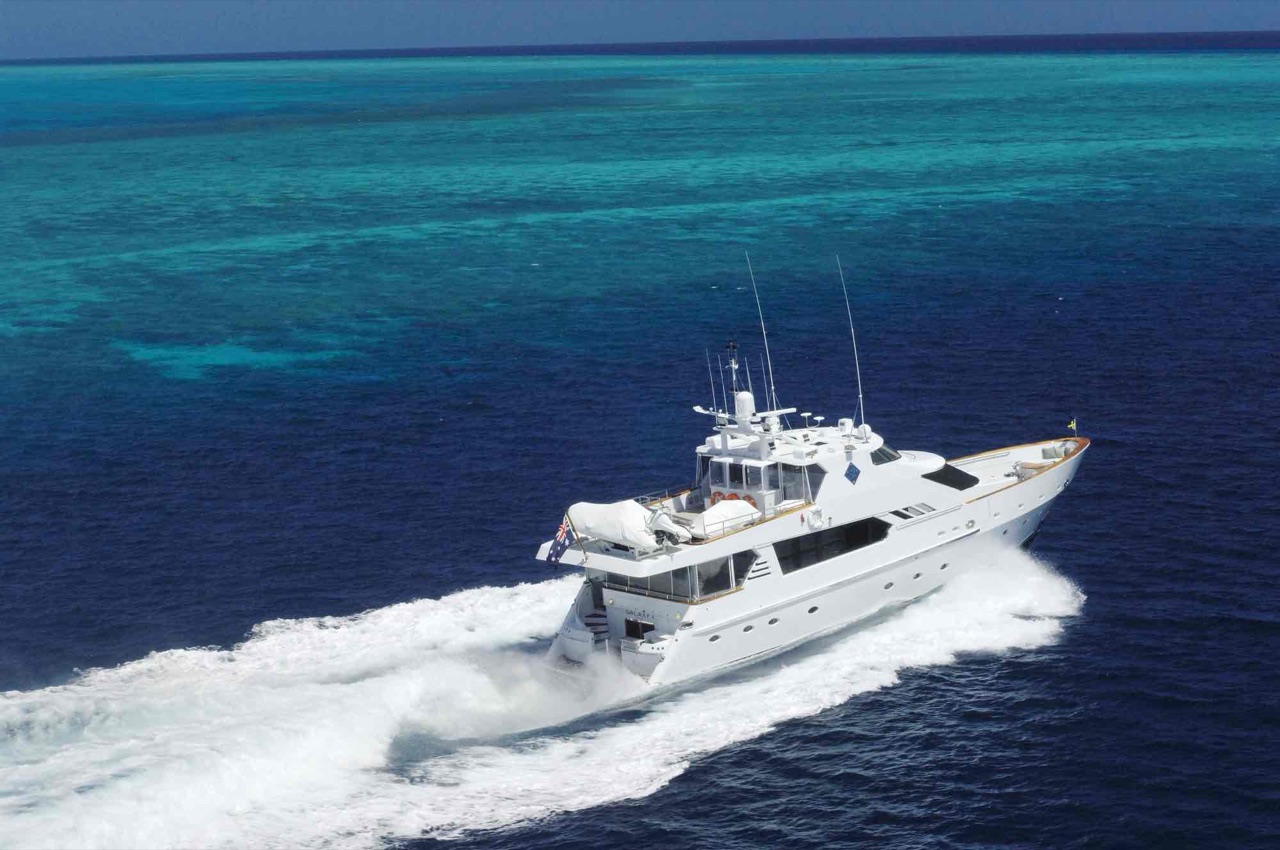 Luxury motor yacht Galaxy I for hire on Sydney Harbour, up to 47 guests